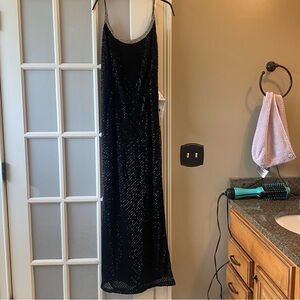 Formal black rhinestone dress